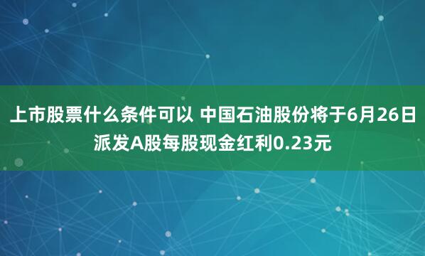 上市股票什么条件可以 中国石油股份将于6月26日派发A股每股现金红利0.23元